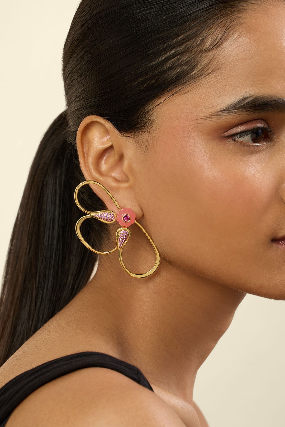 Isharya Petal Dusk Stud Earrings 18Kt Gold Plated indian designer wear online shopping melange singapore 