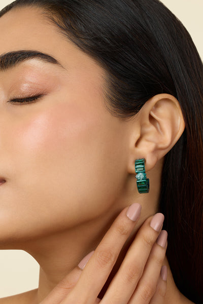 Isharya Petit Emerald Hoops indian designer wear online shopping melange singapore