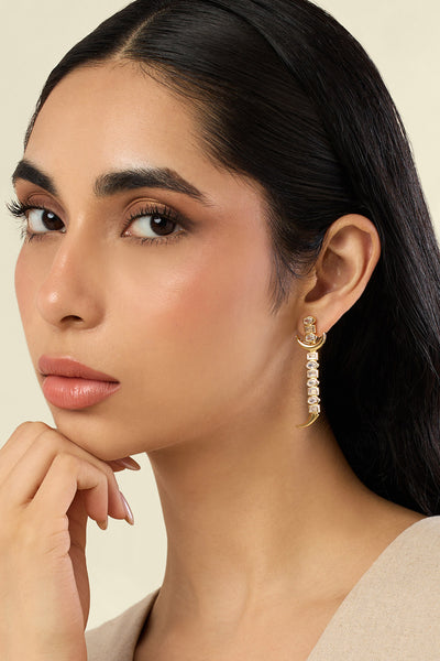 Isharya Powerblade Danglers In Green Plating indian designer wear online shopping melange singapore 