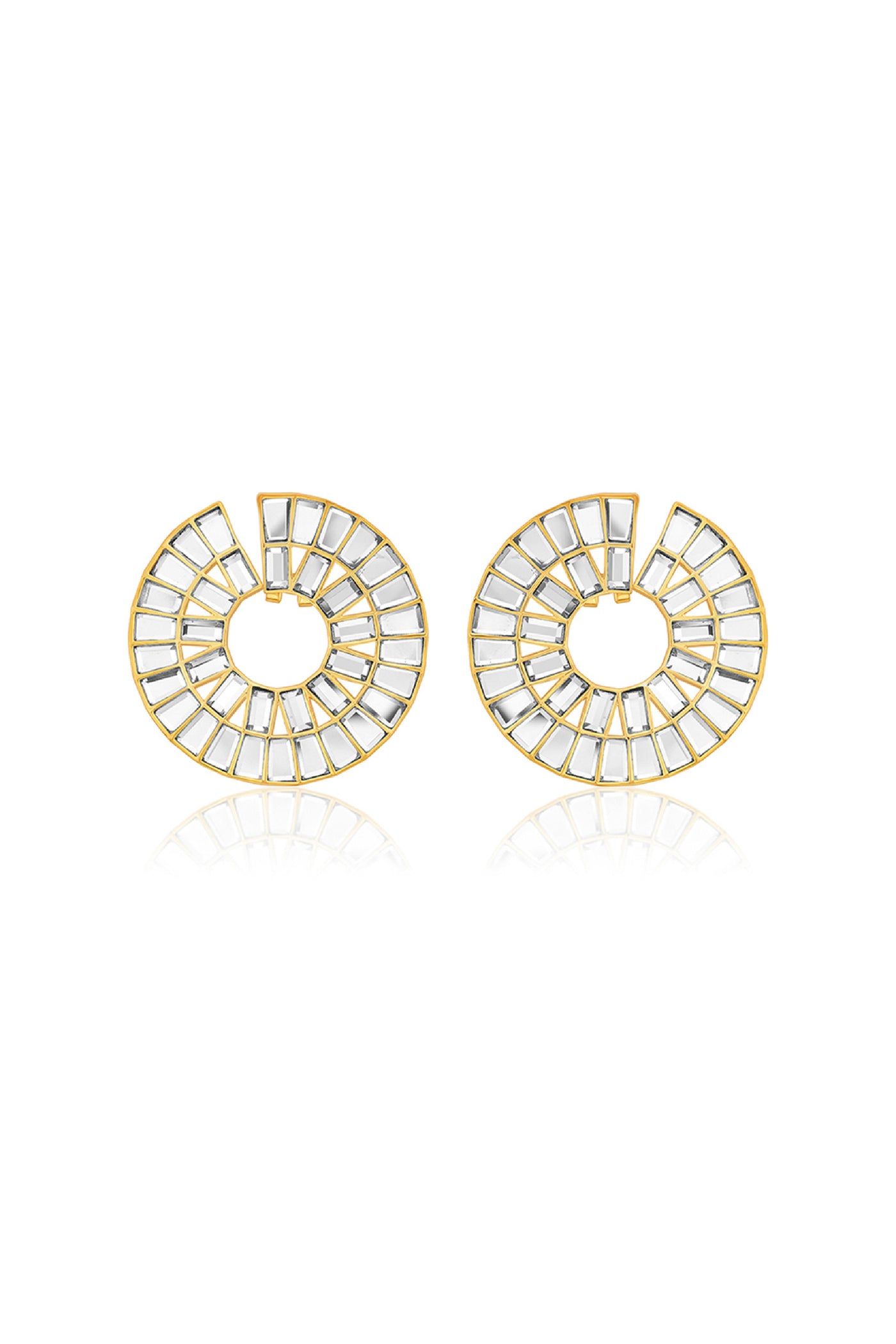 Isharya Prism Mirror Statement Orangepeel Earrings indian designer wear online shopping melange singapore