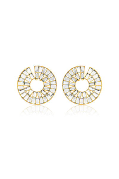 Isharya Prism Mirror Statement Orangepeel Earrings indian designer wear online shopping melange singapore