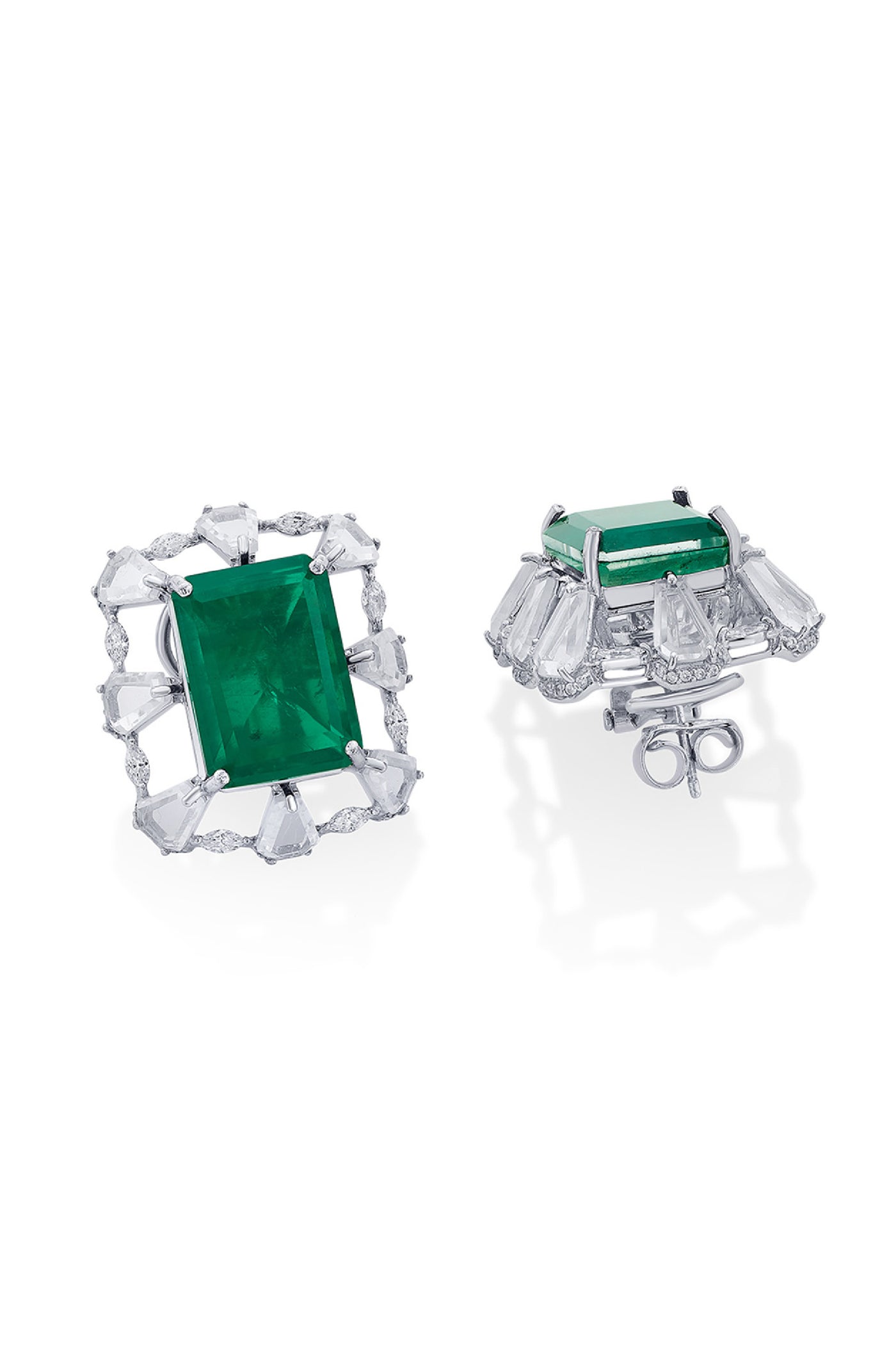 Isharya Provence 925 Silver Emerald Doublet Baroque Earrings jewellery indian designer wear online shopping melange singapore