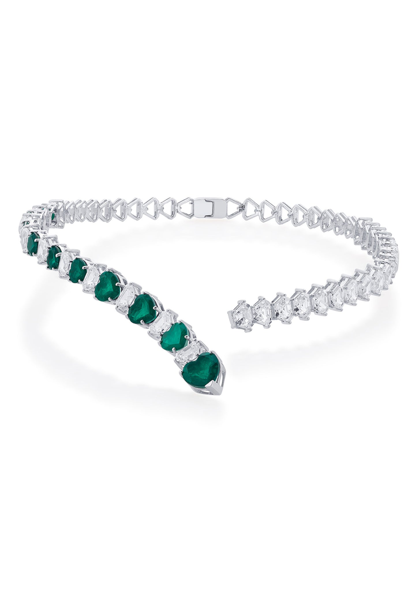Isharya Provence 925 Silver Emerald Doublet Coil Necklace jewellery indian designer wear online shopping melange singapore