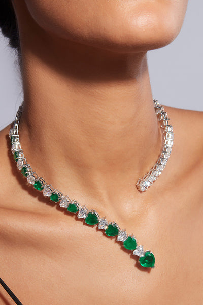 Isharya Provence 925 Silver Emerald Doublet Coil Necklace jewellery indian designer wear online shopping melange singapore