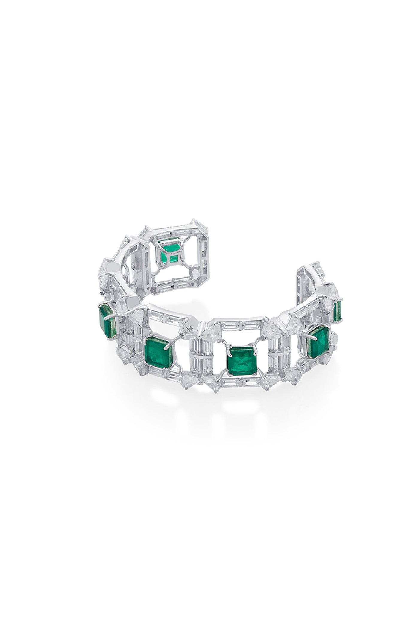 Isharya Provence 925 Silver Emerald Doublet Cuff jewellery indian designer wear online shopping melange singapore