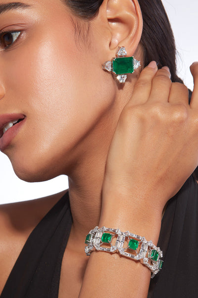 Isharya Provence 925 Silver Emerald Doublet Cuff jewellery indian designer wear online shopping melange singapore