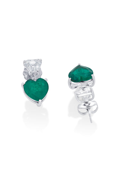 Isharya Provence 925 Silver Emerald Doublet Heart Earrings jewellery indian designer wear online shopping melange singapore