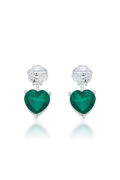 Isharya Provence 925 Silver Emerald Doublet Heart Earrings jewellery indian designer wear online shopping melange singapore