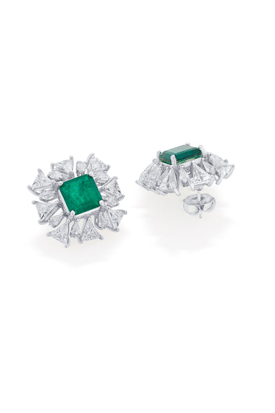 Isharya Provence 925 Silver Emerald Doublet Starburst Earrings jewellery indian designer wear online shopping melange singapore