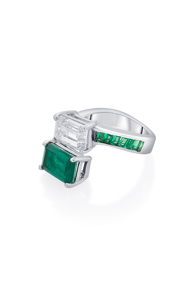 Isharya Provence 925 Silver Emerald Hydro Ring jewellery indian designer wear online shopping melange singapore