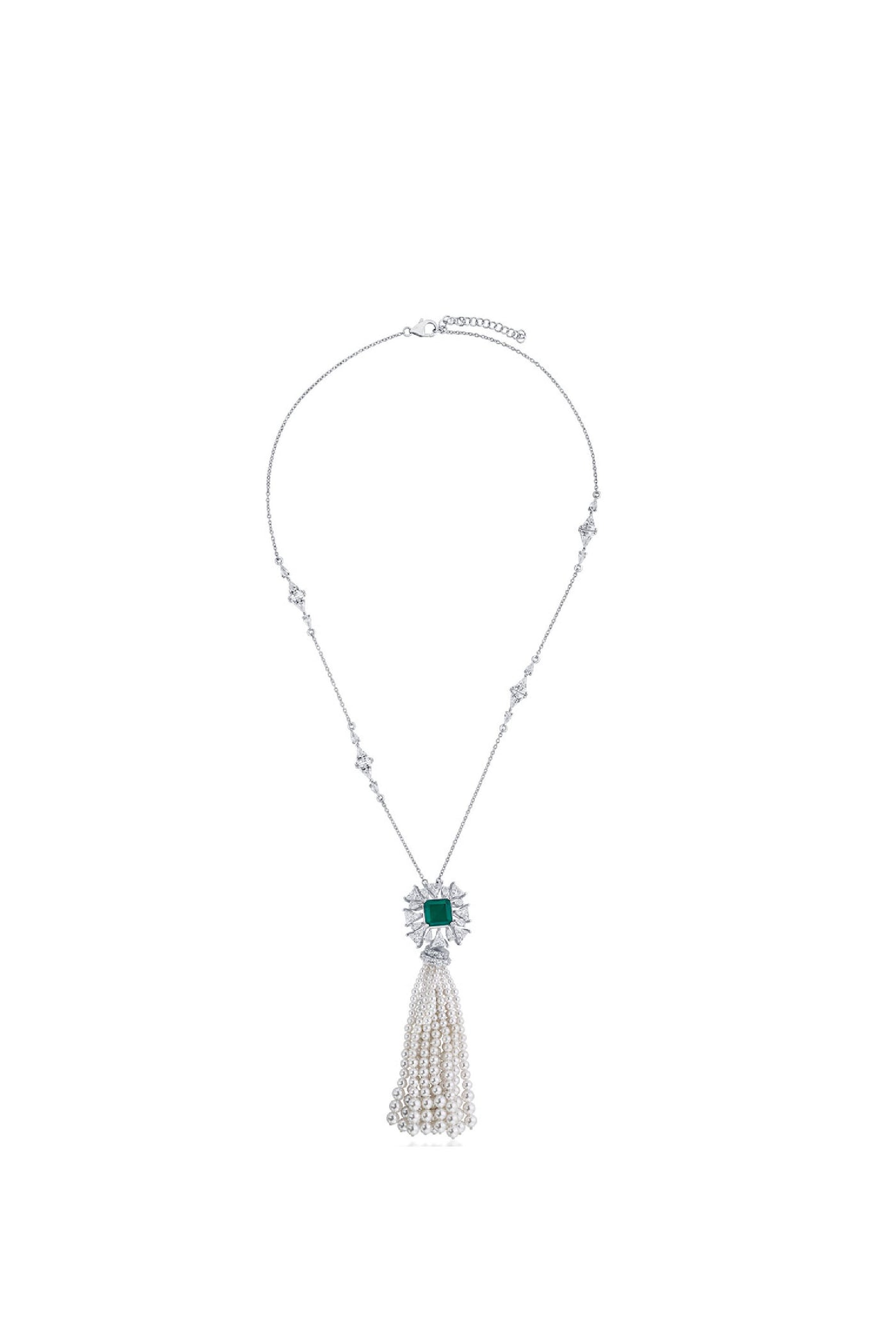 Isharya Provence 925 Silver Startburst Pearl Tassel Necklace jewellery indian designer wear online shopping melange singapore