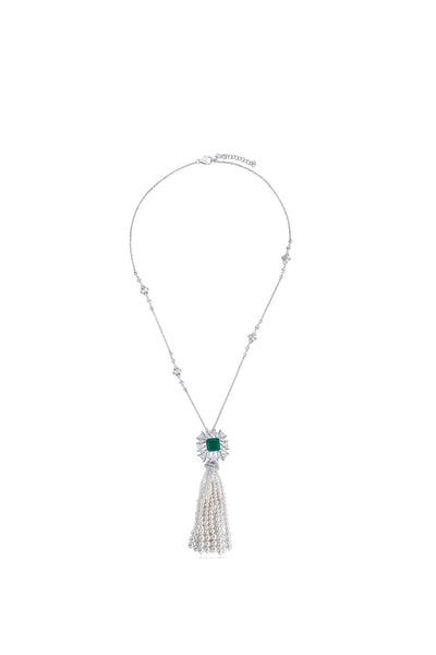 Isharya Provence 925 Silver Startburst Pearl Tassel Necklace jewellery indian designer wear online shopping melange singapore