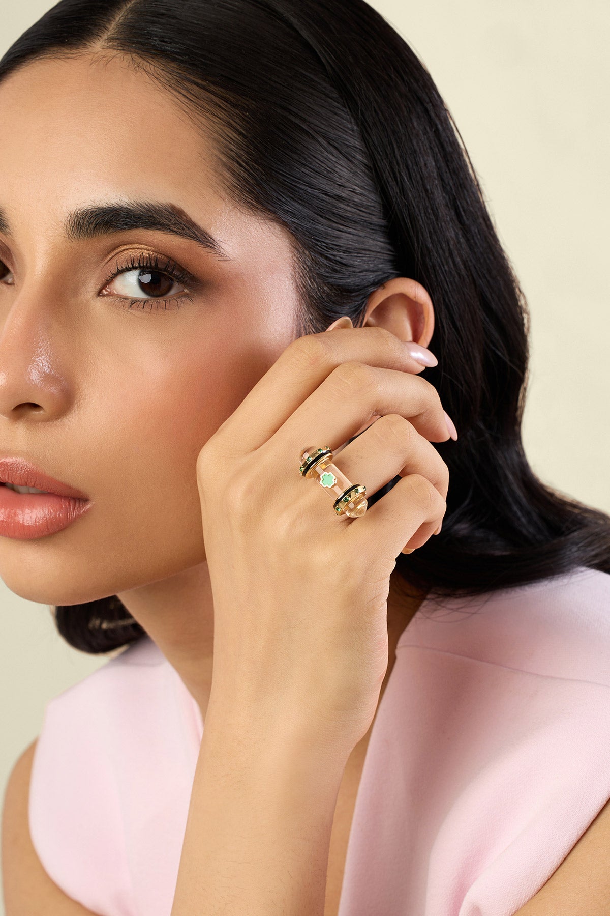 Isharya Quartz Clarity Amulet Ring In 18kt Gold Plated indian designer wear online shopping melange singapore