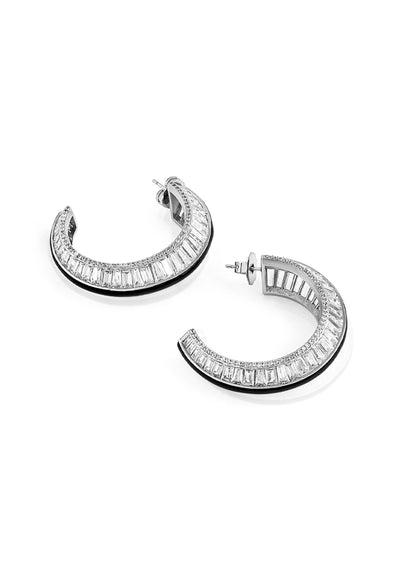 Isharya Radiant Hoop Earrings In Rhodium Plating indian designer wear online shopping melange singapore