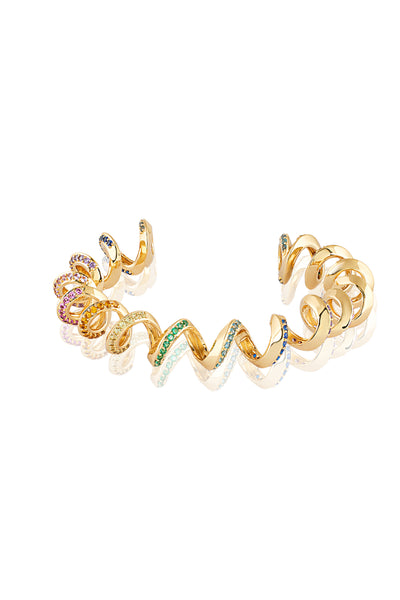 Isharya Rainbow Spiral Cuff Bracelet 18Kt Gold Plated indian designer wear online shopping melange singapore