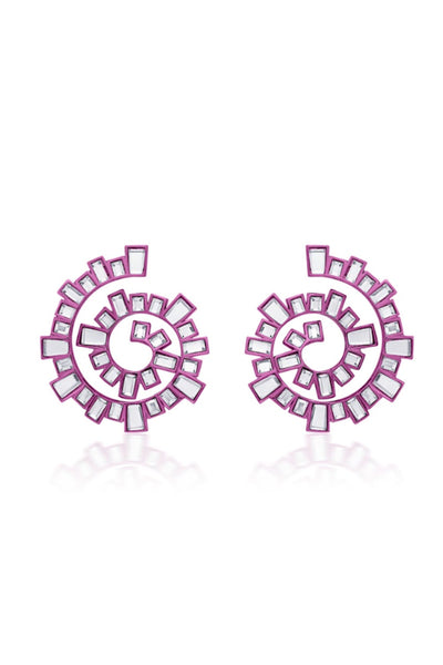 Isharya Rani Pink Spiral Earrings In Colored Plating jewellery indian designer wear online shopping melange singapore