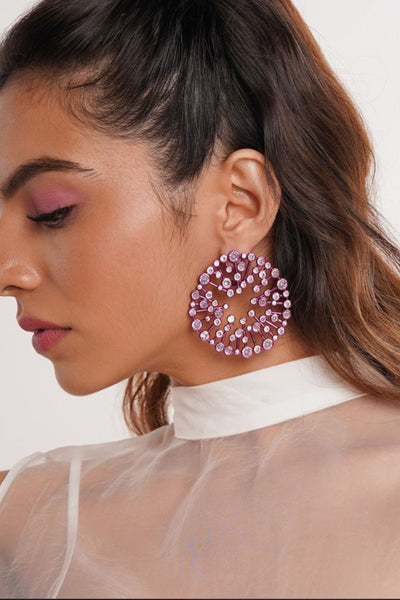 Isharya Rani Pink Starburst Statement Earrings In Colored Plating jewellery indian designer wear online shopping melange singapore