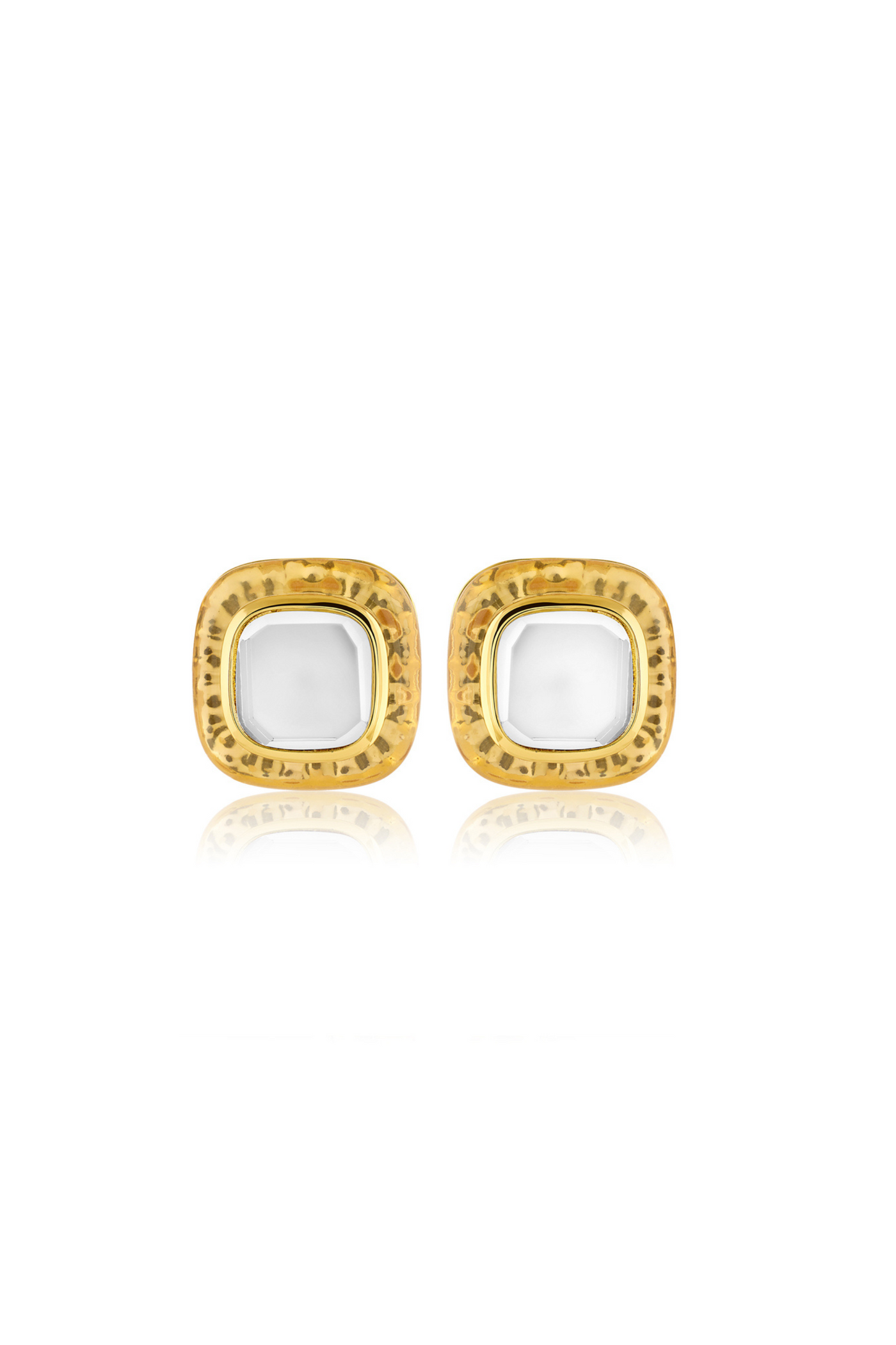 Resin Mirror Small Studs In 18Kt Gold Plated Melange Singapore Online Shopping Indian Designer Wear Isharya