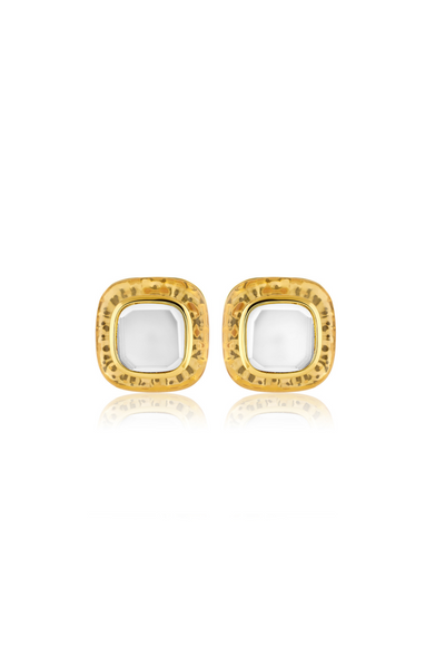 Resin Mirror Small Studs In 18Kt Gold Plated Melange Singapore Online Shopping Indian Designer Wear Isharya