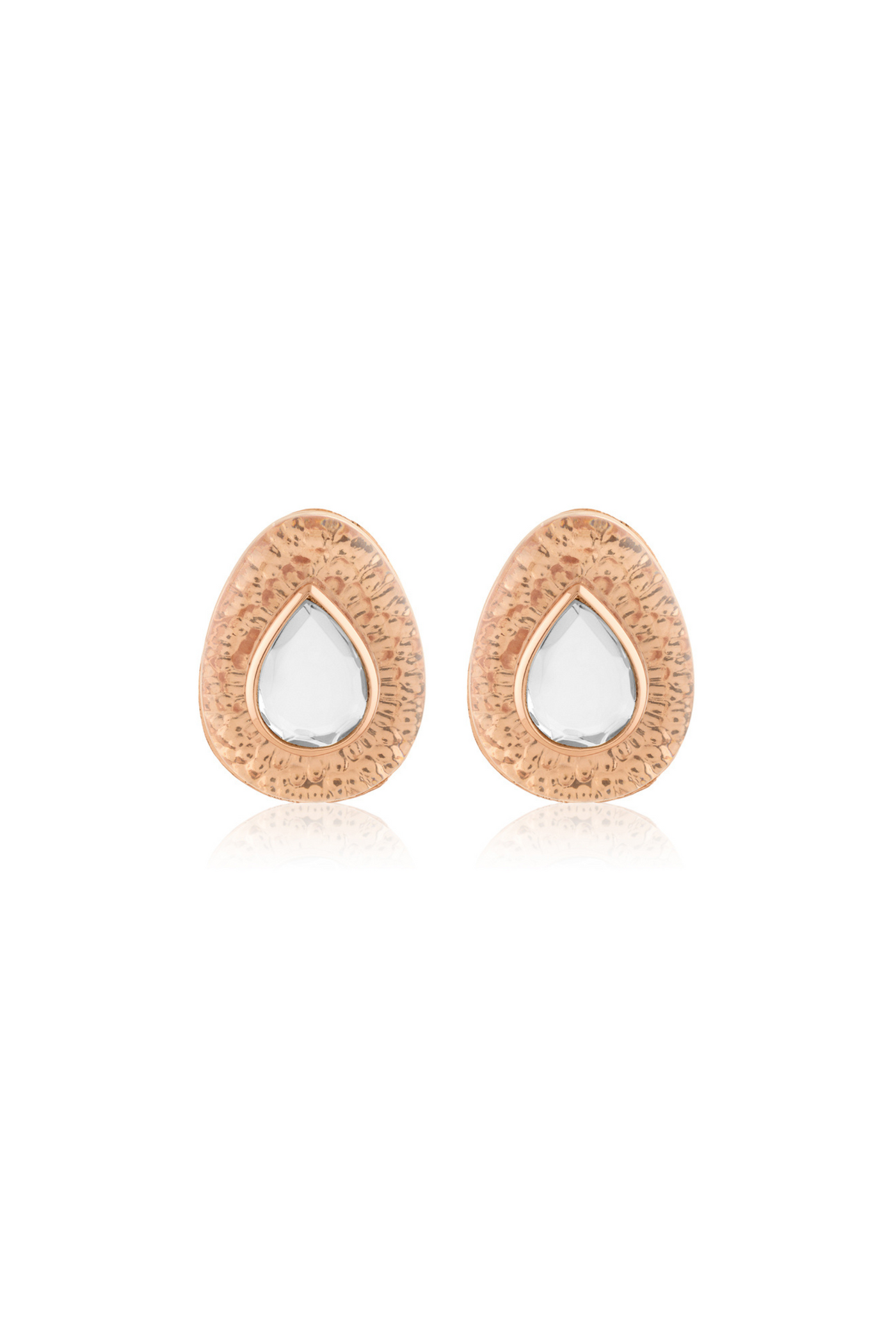 Rose Mirror Boondein Studs In 18Kt Gold Plated
