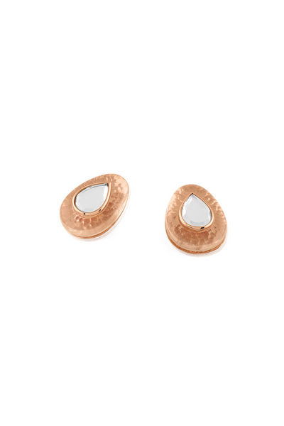 Rose Mirror Boondein Studs In 18Kt Gold Plated
