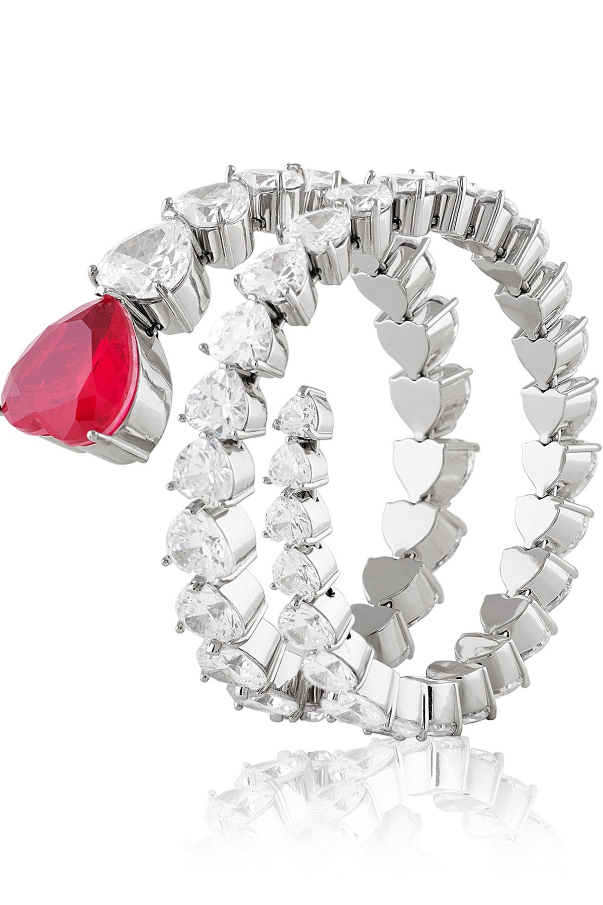 Isharya Ruby Enchantment Wrap Cuff In Rhodium Plating indian designer wear online shopping melange singapore 