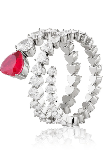 Isharya Ruby Enchantment Wrap Cuff In Rhodium Plating indian designer wear online shopping melange singapore 