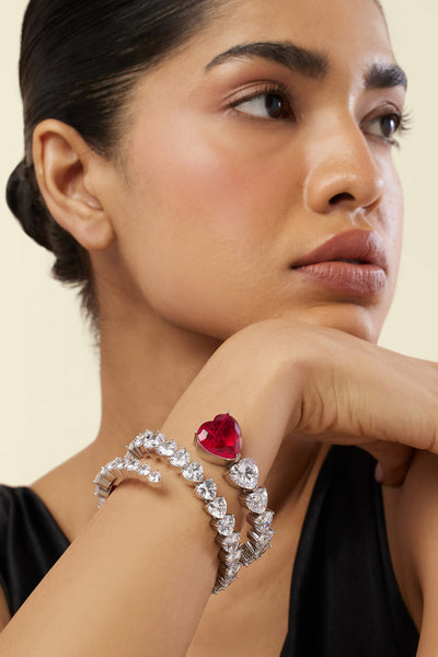 Isharya Ruby Enchantment Wrap Cuff In Rhodium Plating indian designer wear online shopping melange singapore 