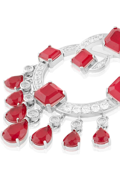 Isharya Ruby Moon Luxe Baalis In Rhodium Plating indian designer wear online shopping melange singapore 