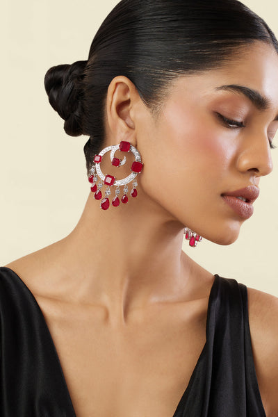 Isharya Ruby Moon Luxe Baalis In Rhodium Plating indian designer wear online shopping melange singapore 