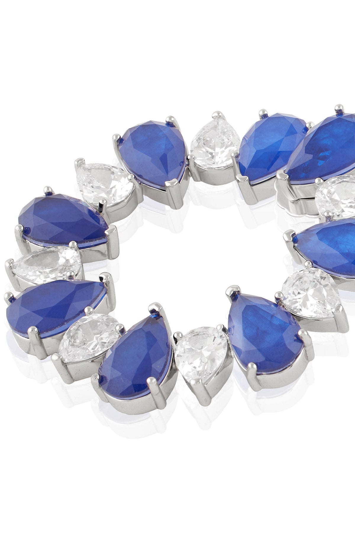 Isharya Sapphire Glow Circle Studs In Rhodium Plating indian designer wear online shopping melange singapore 
