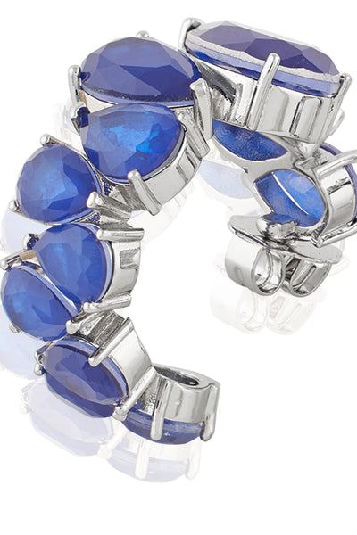Isharya Sapphire Glow Statement Hoops In Rhodium Plating indian designer wear online shopping melange singapore 