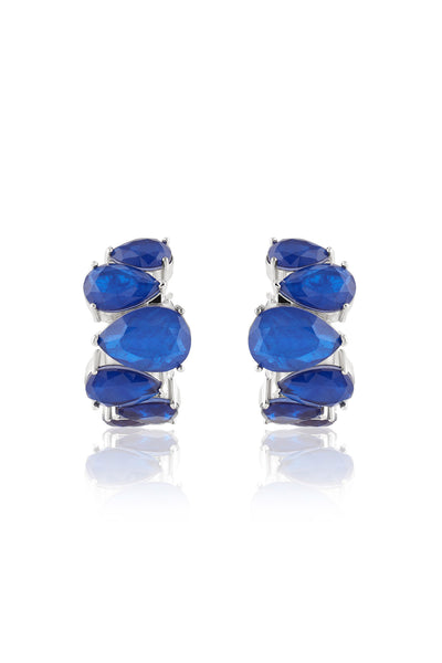 Isharya Sapphire Glow Statement Hoops In Rhodium Plating indian designer wear online shopping melange singapore 