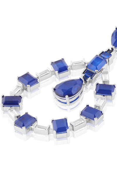 Isharya Sapphire Luxe Dangler Earrings In Rhodium Plating indian designer wear online shopping melange singapore 