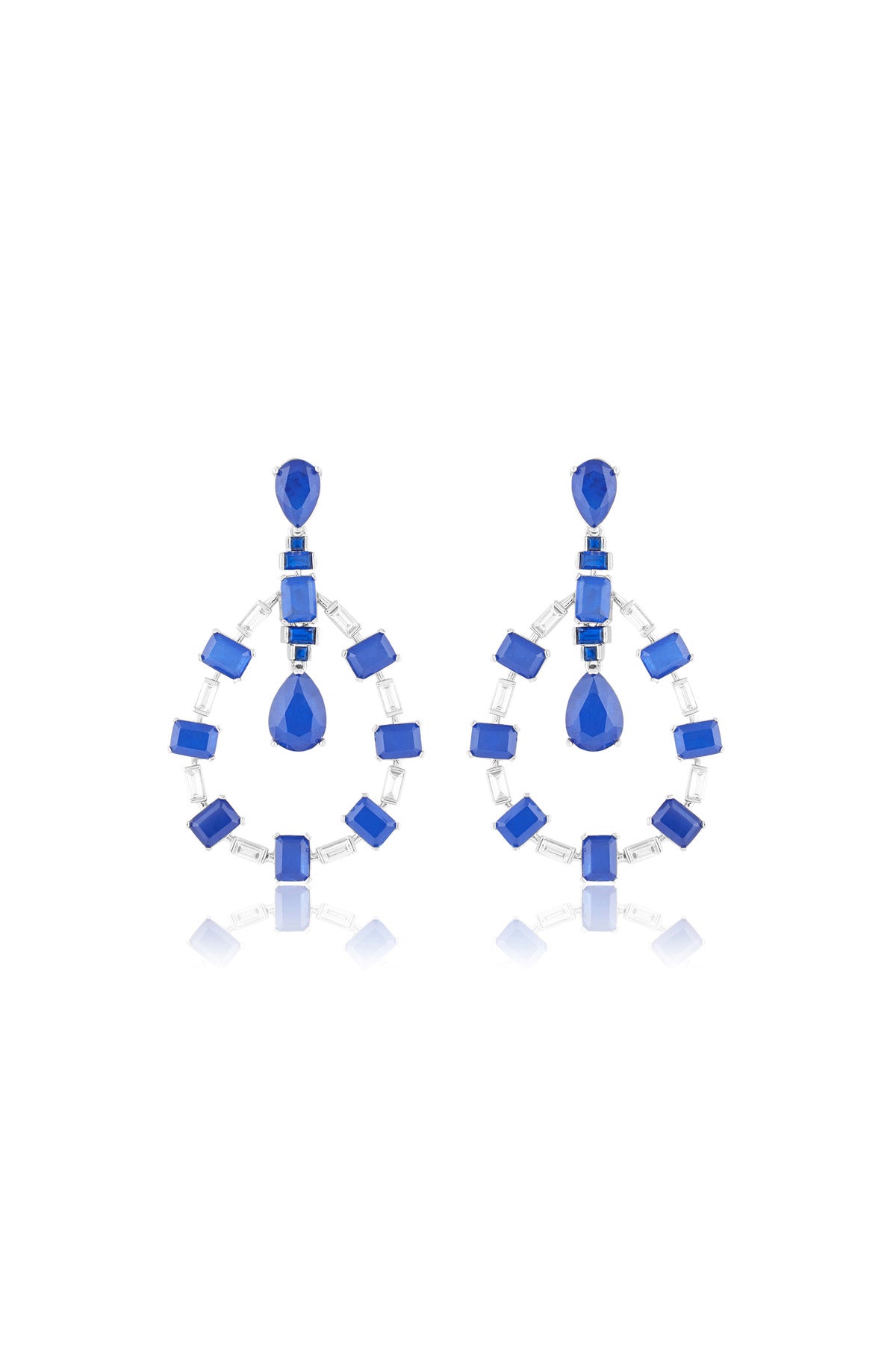 Isharya Sapphire Luxe Dangler Earrings In Rhodium Plating indian designer wear online shopping melange singapore 