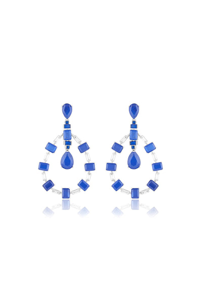 Isharya Sapphire Luxe Dangler Earrings In Rhodium Plating indian designer wear online shopping melange singapore 