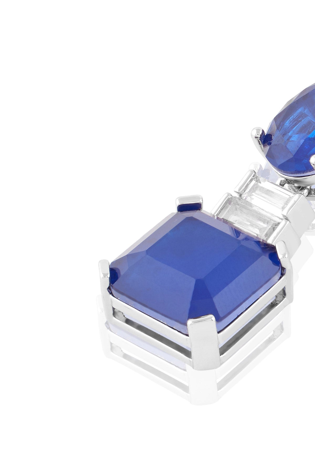 Isharya Sapphire Radiance Dangle Earrings In Rhodium Plating indian designer wear online shopping melange singapore 