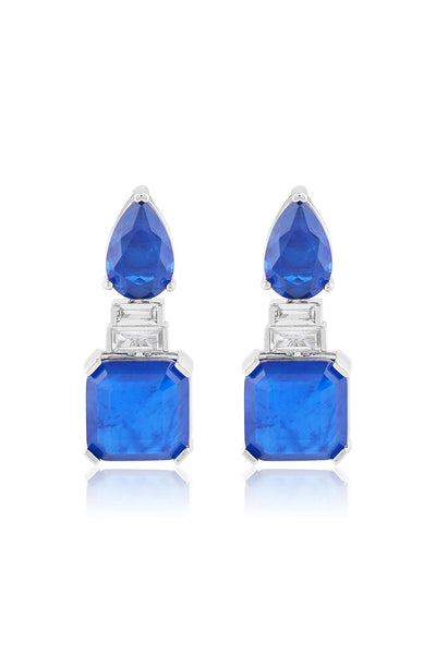Isharya Sapphire Radiance Dangle Earrings In Rhodium Plating indian designer wear online shopping melange singapore 