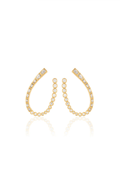 Isharya Sea Crystal Front Back Earrings In 18Kt Gold Plated indian designer wear online shopping melange singapore 