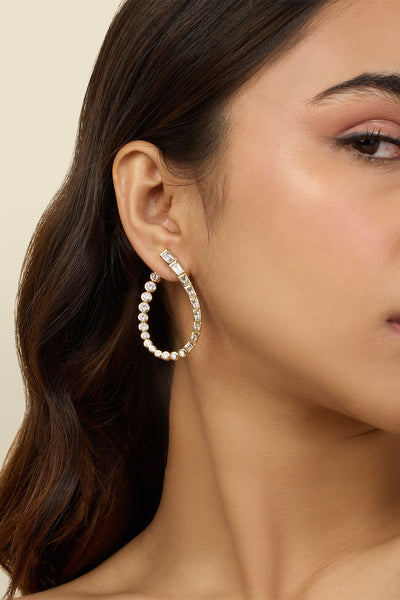 Isharya Sea Crystal Front Back Earrings In 18Kt Gold Plated indian designer wear online shopping melange singapore 