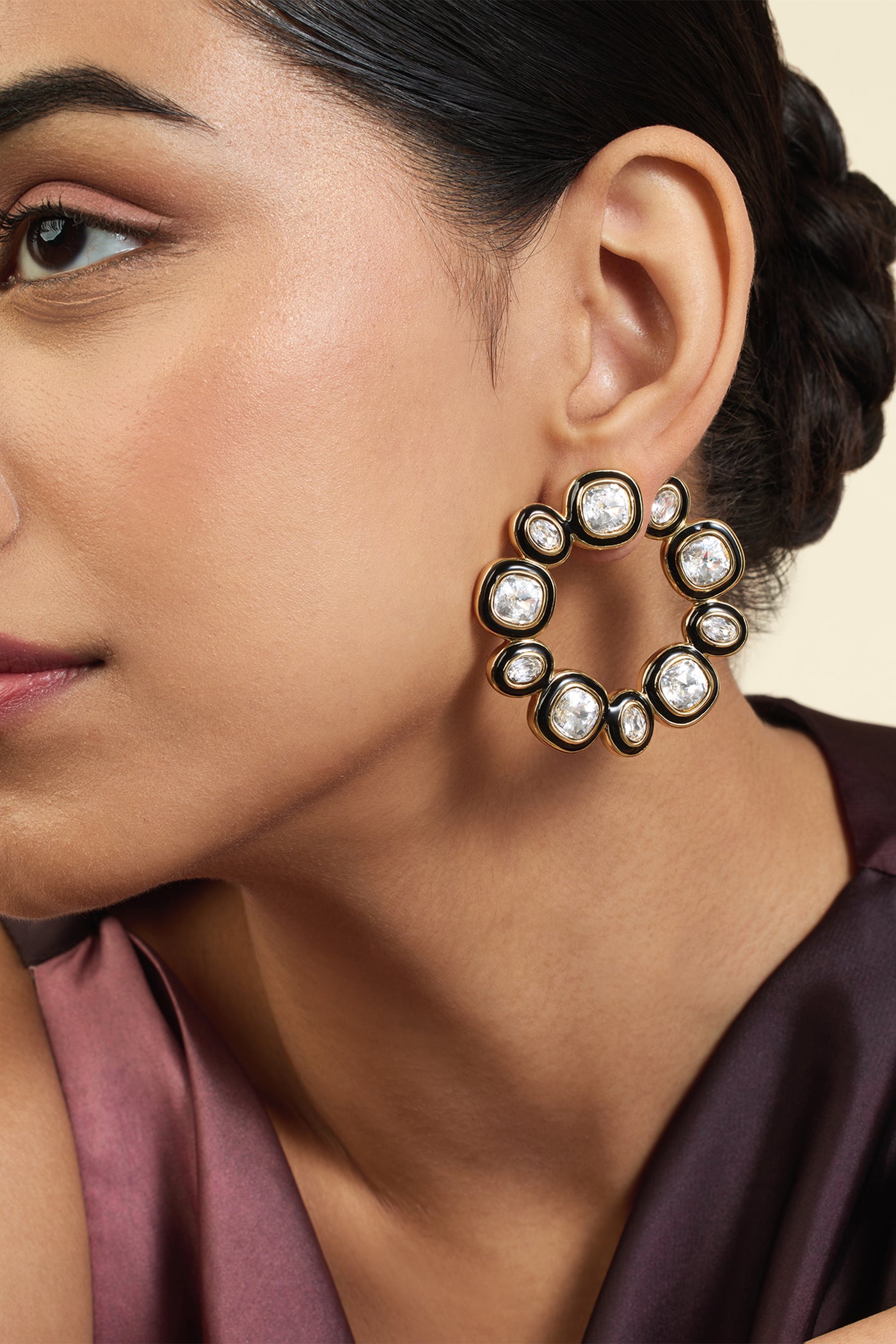 Isharya Seafoam Front Back Earrings 18Kt Gold Plated indian designer wear online shopping melange singapore
