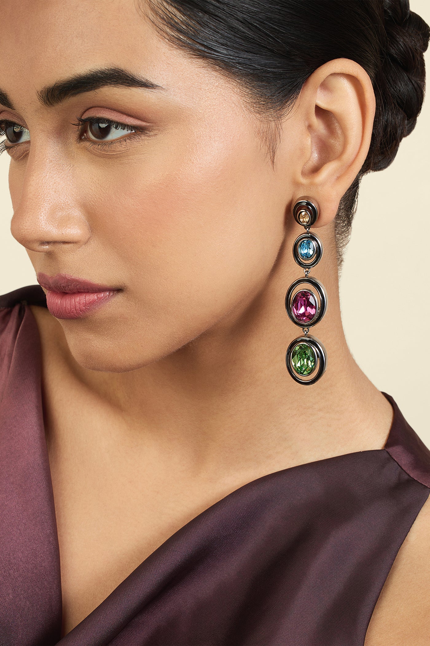 Isharya Seafoam Serenade Danglers In Black Plating indian designer wear online shopping melange singapore
