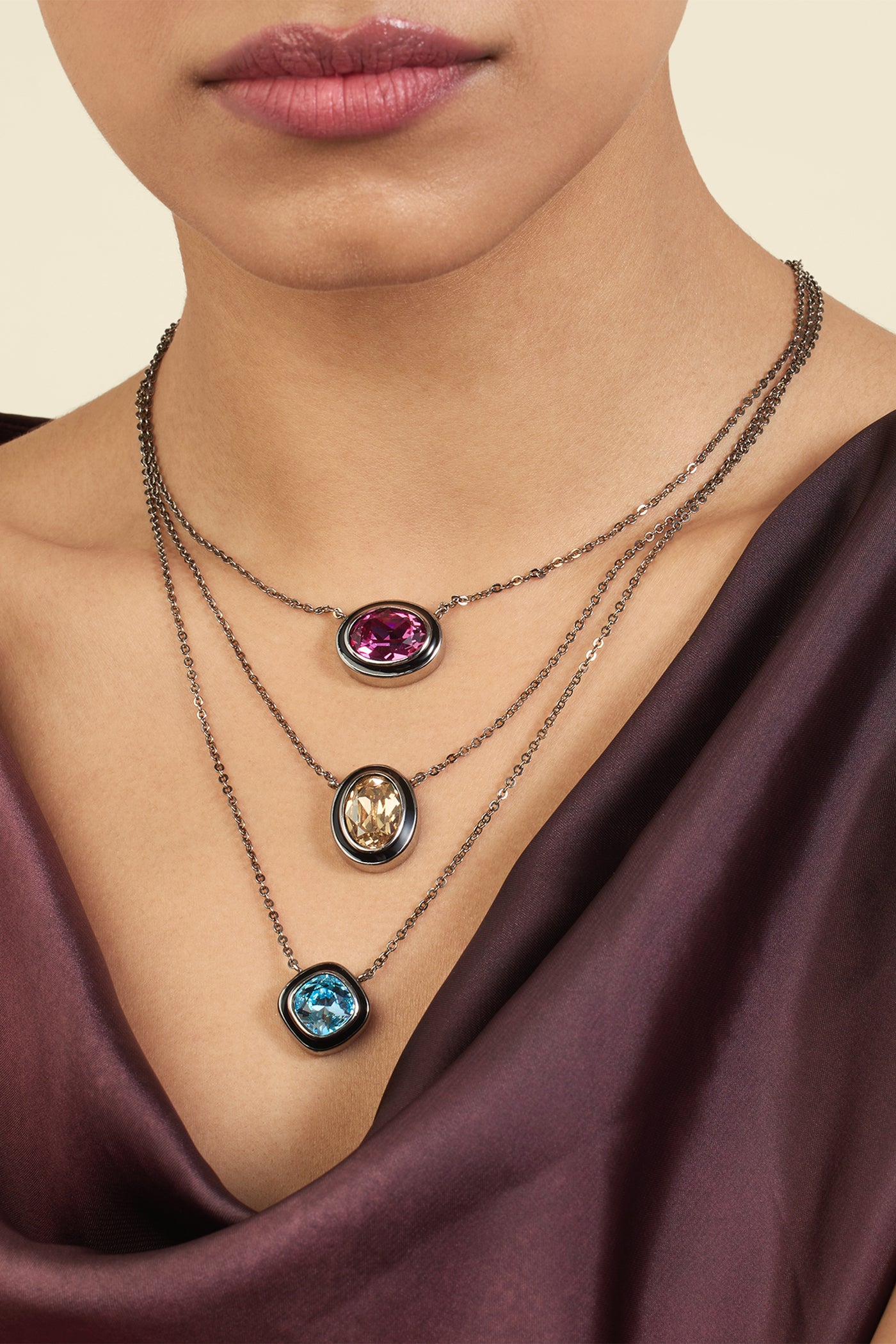 Isharya Seafoam Serenade Three-Layered Necklace In Black Plating indian designer wear online shopping melange singapore
