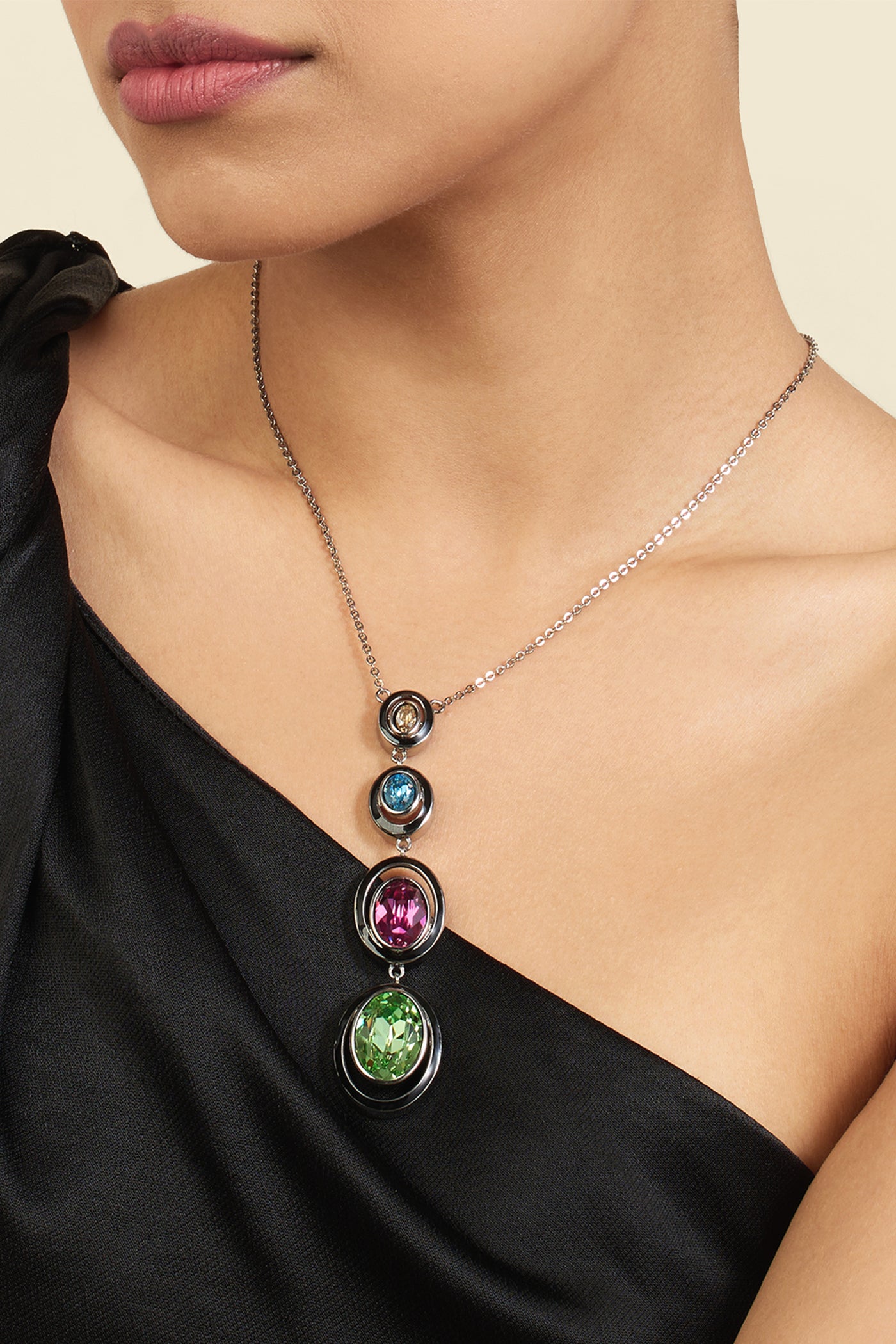 Isharya Seafoam Serenade Y Necklace In Black Plating indian designer wear online shopping melange singapore