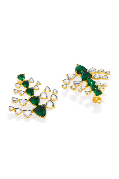 Isharya Seher Mirror & Hydro Emerald Studs indian designer wear online shopping melange singapore
