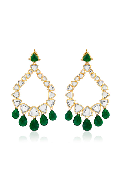 Isharya Shiza Mirror And Hydro Emerald Drop Earrings indian designer wear online shopping melange singapore