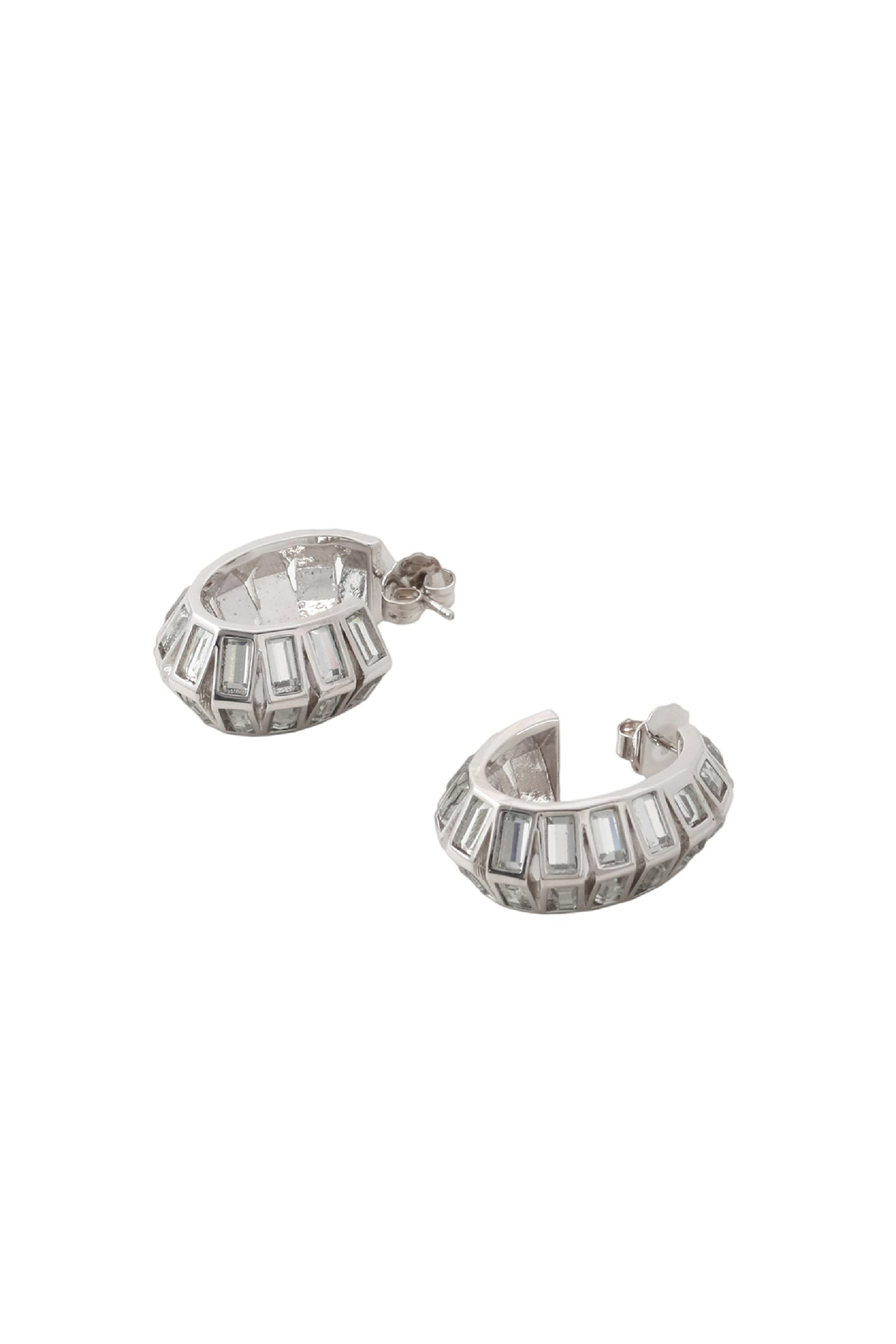 Isharya Silver Disco Mirror Rib Hoop Earrings indian designer wear online shopping melange singapore