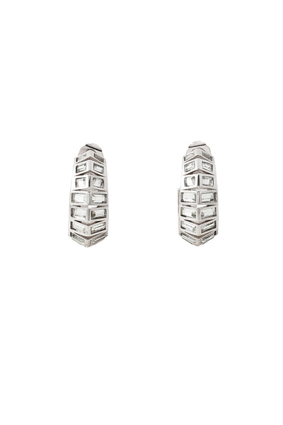 Isharya Silver Disco Mirror Rib Hoop Earrings indian designer wear online shopping melange singapore