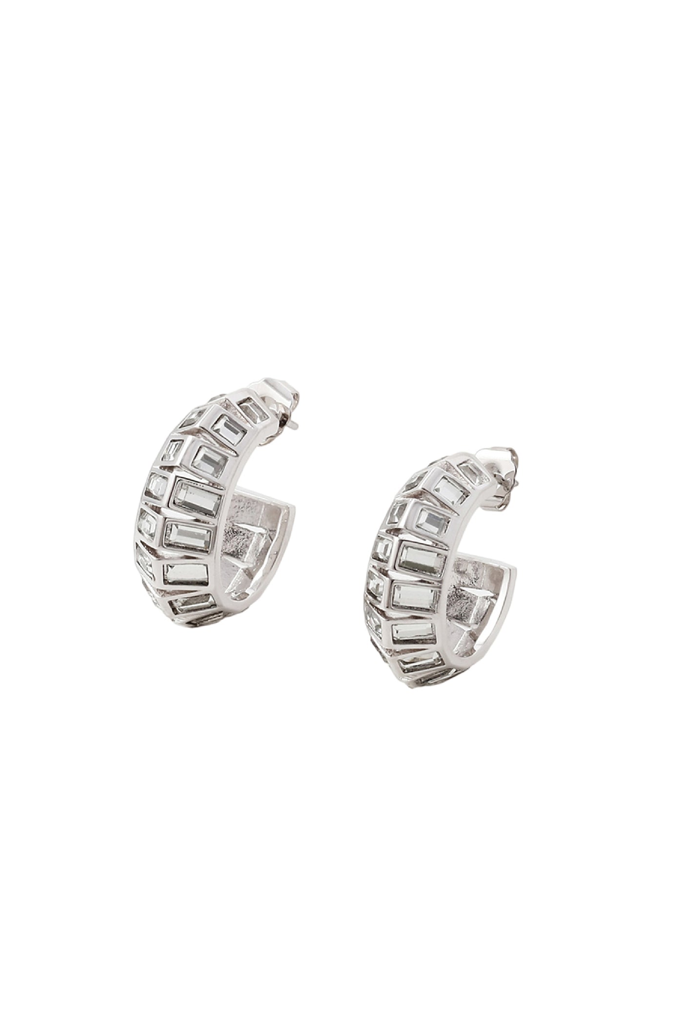 Isharya Silver Disco Mirror Rib Hoop Earrings indian designer wear online shopping melange singapore