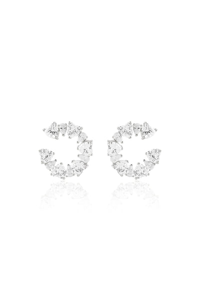 Isharya Silver Halo Studs In Rhodium Plating indian designer wear online shopping melange singapore 